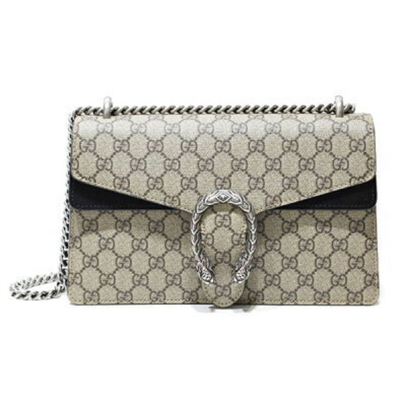 Gucci Dionysus GG Shoulder Bag Supreme Black Beige Crossbody - Picture 1 of 4